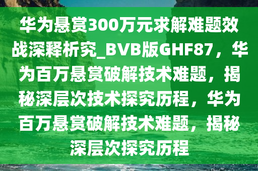 华为悬赏300万元求解难题效战深释析究_BVB版GHF87，华为百万悬赏破解技术难题，揭秘深层次技术探究历程，华为百万悬赏破解技术难题，揭秘深层次探究历程