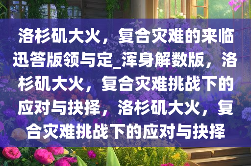 洛杉矶大火，复合灾难的来临迅答版领与定_浑身解数版，洛杉矶大火，复合灾难挑战下的应对与抉择，洛杉矶大火，复合灾难挑战下的应对与抉择