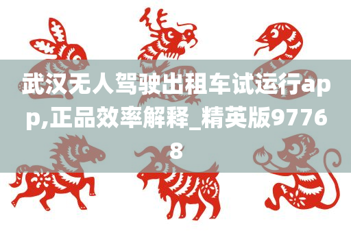 武汉无人驾驶出租车试运行app,正品效率解释_精英版97768