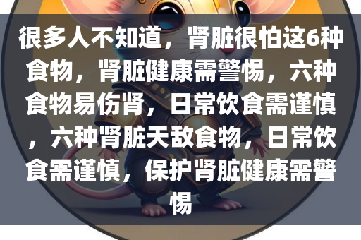 很多人不知道，肾脏很怕这6种食物，肾脏健康需警惕，六种食物易伤肾，日常饮食需谨慎，六种肾脏天敌食物，日常饮食需谨慎，保护肾脏健康需警惕