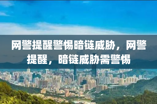 网警提醒警惕暗链威胁，网警提醒，暗链威胁需警惕
