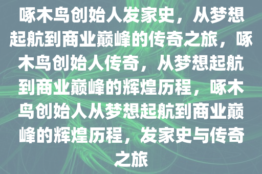 啄木鸟创始人发家史，从梦想起航到商业巅峰的传奇之旅，啄木鸟创始人传奇，从梦想起航到商业巅峰的辉煌历程，啄木鸟创始人从梦想起航到商业巅峰的辉煌历程，发家史与传奇之旅