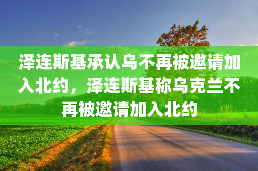 泽连斯基承认乌不再被邀请加入北约，泽连斯基称乌克兰不再被邀请加入北约