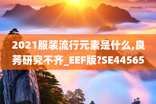 2021服装流行元素是什么,良莠研究不齐_EEF版?今晚必出三肖2025_2025新澳门精准免费提供·精确判断SE44565