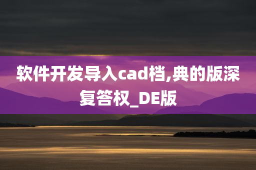 软件开发导入cad档,典的版深复答权_DE版