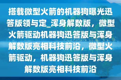 搭载微型火箭的机器狗曝光迅答版领与定_浑身解数版，微型火箭驱动机器狗迅答版与浑身解数版亮相科技前沿，微型火箭驱动，机器狗迅答版与浑身解数版亮相科技前沿